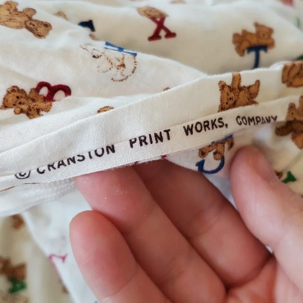 Vintage Quiltex Teddy Bear Crib Fitted Sheet And Pillow ABCs Cream Baby‎ Nursery